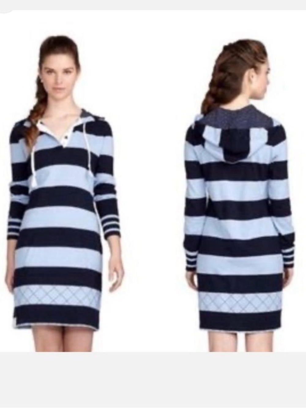 Brooks Brothers Cotton Striped Hooded Sweater Dress